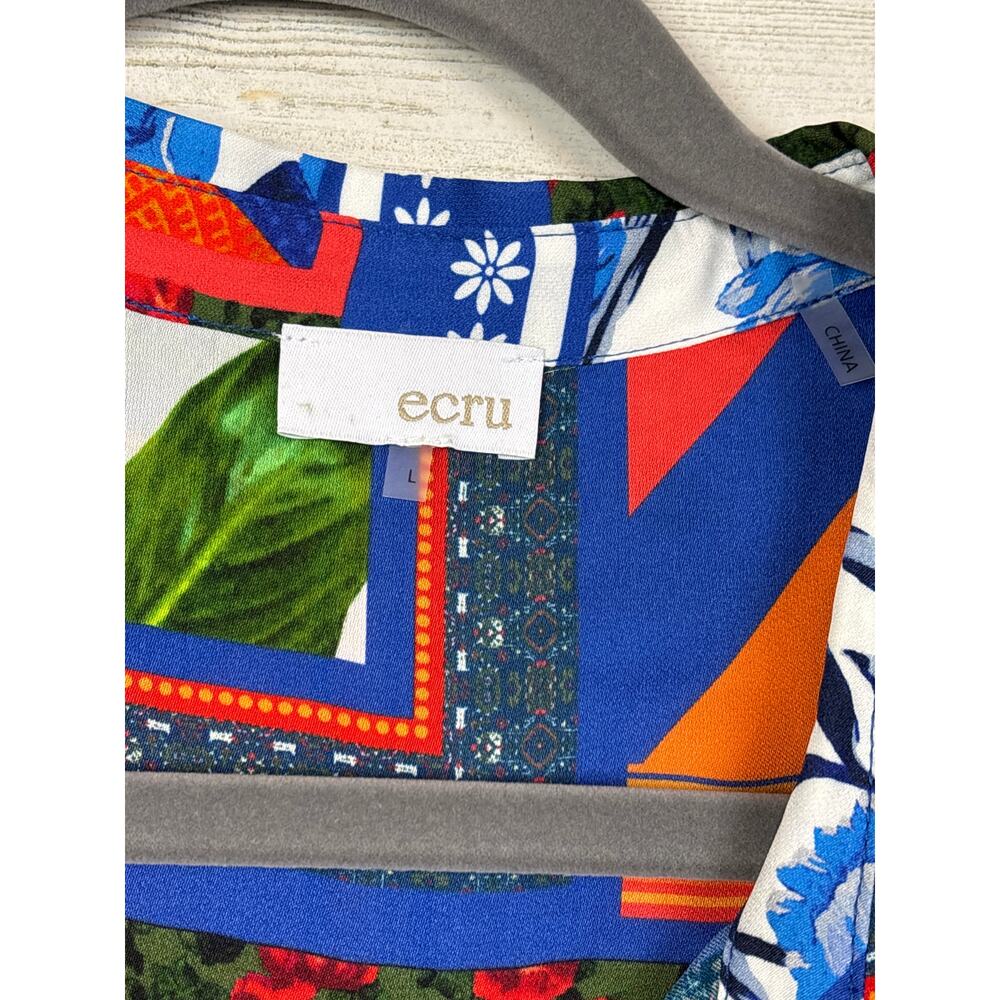 ECRU Womens L Multicolor Patchwork Boho Silky Vis… - image 3